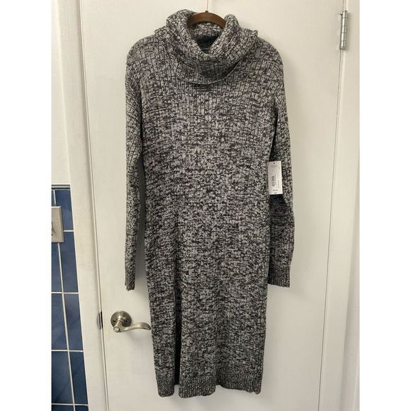 A.N.A Black Grey Marl Oversized Cowl Neckline Sweater Dress - Picture 2 of 2